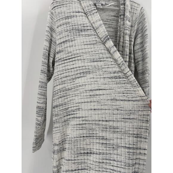 Magaschoni Duster Cardigan Sweater Womens XL Heather Gray Stretchy Knit Open - Picture 4 of 15